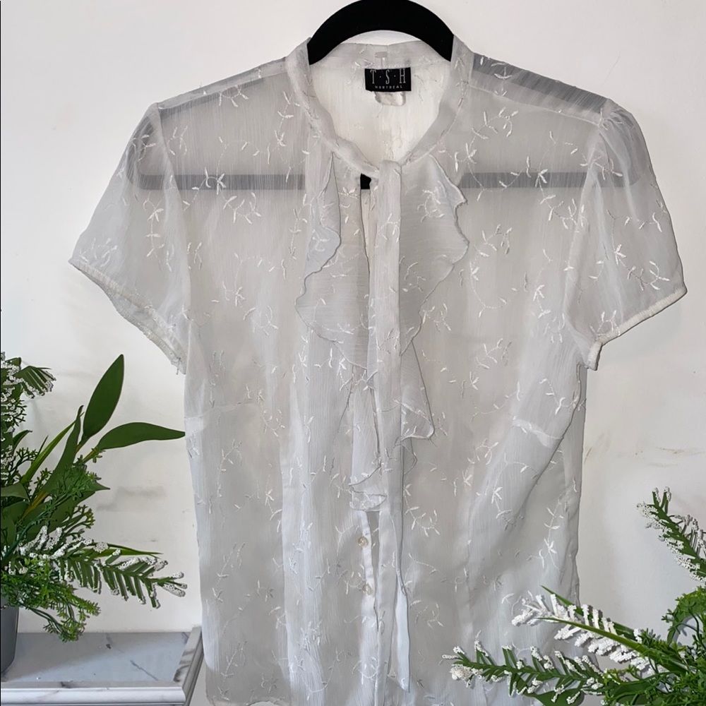 Sheer ruffle blouse